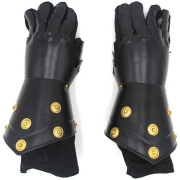 Medieval Warrior Brand Metal Gothic Knight Style Gauntlets Wearable Real Armor Gloves Black